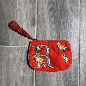 Orange velvet R letter bag